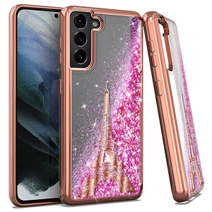 Samsung S21 6.2 CHROME Glitter Motion Paris Tower R. GOLD
