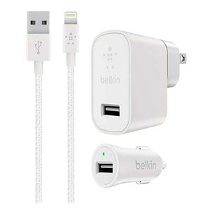 Belkin Mixit Up Car + Home Charger Kit for Apple iPhone 2.4AMP WHITE - NEW