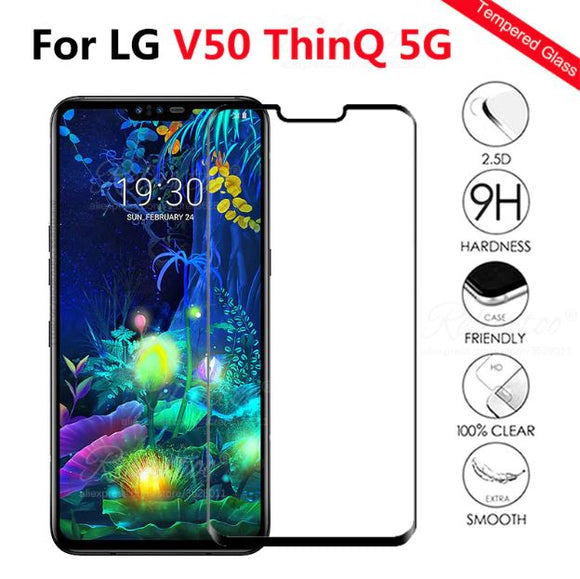 Protective glass on For LG V50 ThinQ 5G Screen Protector For LG V50 V 50 Tempered safety Glass lgV50 Full cover Protection Film