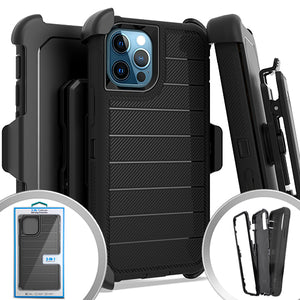 PKG iPhone 12/ 12 PRO 6.1 DeluxBrushedCase Holster Black