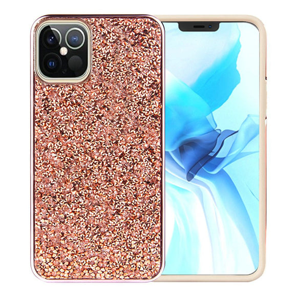 For iPhone 13 Pro Max Deluxe Glitter Diamond Case Cover - Rose Gold