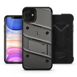 ZIZO BOLT SERIES IPHONE 11 (2019) CASE - BUILT-IN KICKSTAND BELT HOLSTER TEMPERED GLASS SCREEN PROTECTOR (GUN METAL GRAY/BLACK)