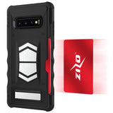 FOR SAMSUNG GALAXY S10 PLUS - ZIZO ELECTRO SERIES CASE WITH CARD SLOT BUILT IN MAGNET AIR VENT MAGNETIC HOLDER -BLACK&BLACK