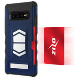 FOR SAMSUNG GALAXY S10 PLUS - ZIZO ELECTRO SERIES CASE WITH CARD SLOT BUILT IN MAGNET AIR VENT MAGNETIC HOLDER-Dark Blue& Black