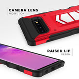 FOR SAMSUNG GALAXY S10 PLUS - ZIZO ELECTRO SERIES CASE WITH CARD SLOT BUILT IN MAGNET AIR VENT MAGNETIC HOLDER -Red & Black