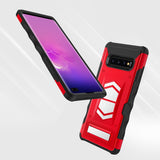 FOR SAMSUNG GALAXY S10 PLUS - ZIZO ELECTRO SERIES CASE WITH CARD SLOT BUILT IN MAGNET AIR VENT MAGNETIC HOLDER -Red & Black