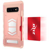 FOR SAMSUNG GALAXY S10 PLUS - ZIZO ELECTRO SERIES CASE WITH CARD SLOT BUILT IN MAGNET AIR VENT MAGNETIC HOLDER- RoseGold&Peach