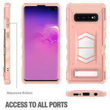 FOR SAMSUNG GALAXY S10 PLUS - ZIZO ELECTRO SERIES CASE WITH CARD SLOT BUILT IN MAGNET AIR VENT MAGNETIC HOLDER- RoseGold&Peach