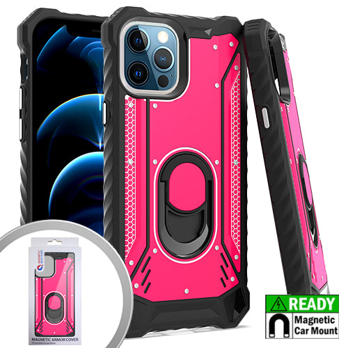 PKG iPhone 12 Pro MAX 6.7 Metal Jacket Ring Stand Hot Pink
