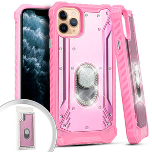 PKG iPhone 11 Pro MAX 6.5 Metal Jacket Diamond Stand Pink