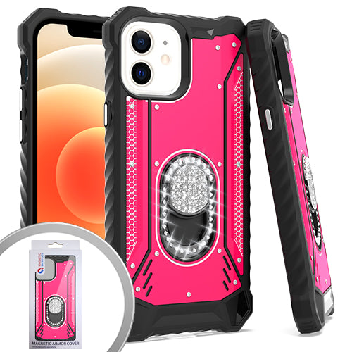PKG iPhone 12 MINI 5.4 Metal Jacket Diamond Stand Hot Pink