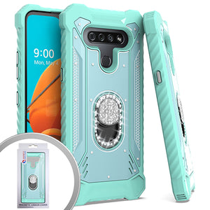 PKG LG K51 Metal Jacket Diamond Stand Teal