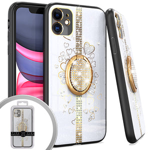PKG iPhone 11 6.1 Bling Ring Case HEART White