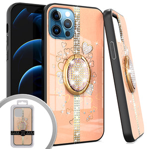 PKG iPhone 12 Pro MAX 6.7 Bling Ring Case HEART Rose Gold