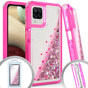 PKG 3 IN 1 Samsung A12 Glitter Motion Hot Pink