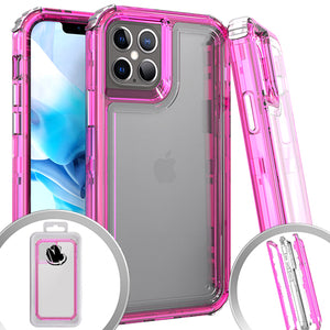 PKG 3 IN 1 iPhone 12 Pro MAX 6.7 Transparent Case Hot Pink