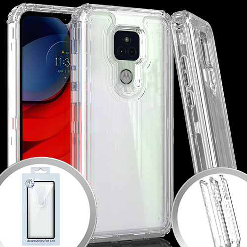 PKG 3 IN 1 Motorola Moto G Play 2021 Transparent Case Clear