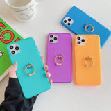 Transparent Neon Case With Finger Ring Holder Back Cover For iPhone 11 - Green
