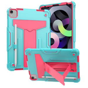 For Apple iPad Air 4 / iPad Air 5 / iPad Pro 11 inch 3in1 Tablet Vertical 3in1 Tough Hybrid Kickstand - Teal/Hot Pink