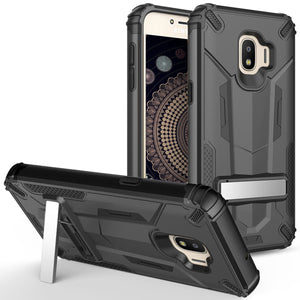 For Samsung Galaxy J2 / J2 Pure - Hybrid Transformer Case with Kickstand and UV Coated PC/TPU Layers - BLACK