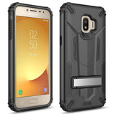 For Samsung Galaxy J2 / J2 Pure - Hybrid Transformer Case with Kickstand and UV Coated PC/TPU Layers - BLACK