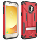 For Samsung Galaxy J2 / J2 Pure - Hybrid Transformer Case with Kickstand and UV Coated PC/TPU Layers - RED