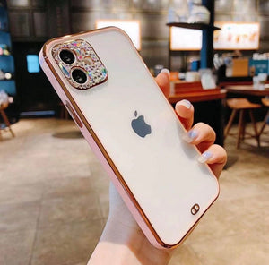 iPhone 12 Pro Max Color Bumper w/Diamond - Pink