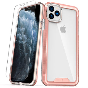 ZIZO ION iPhone 11 Pro (2019) Case - Triple Layered Hybrid Case with Tempered Glass Screen Protector - Rose Gold