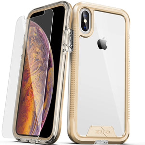 ZIZO ION FOR IPHONE X / XS -TRIPLE LAYERED HYBRID COVER W/ TEMPERED GLASS SCREEN PROTECTOR-GOLD