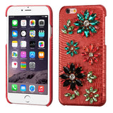 MYBAT Flowers(Red Lizard Skin Leather Backing) Crystal 3D Diamante Protector Cover (with Package)