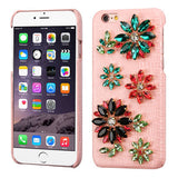 MYBAT Flowers(Pink Lizard Skin Leather Backing) Crystal 3D Diamante Protector Cover (with Package)