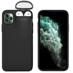 iPhone 11 Pro with Cover for AirPods 2 1 Holder Hard Case for AirPods Case - Black