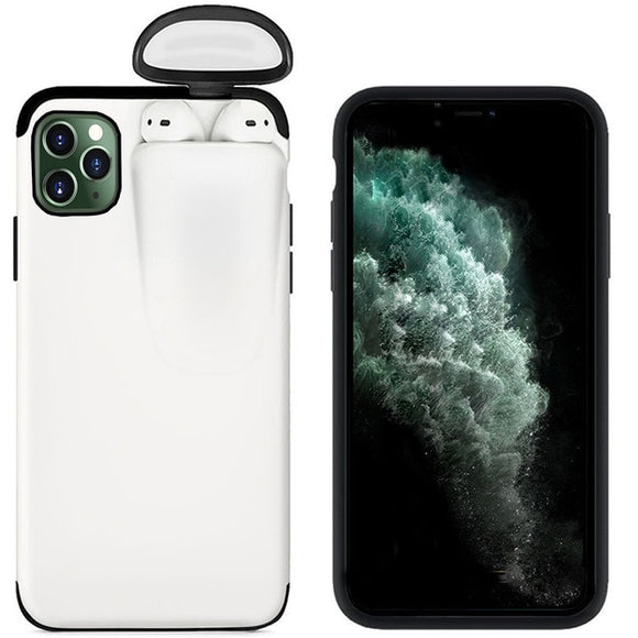 iPhone 11 Pro with Cover for AirPods 2 1 Holder Hard Case for AirPods Case - White