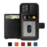 Magnetic Leather Stand Wallet Case with Rugged Bumper For iPhone 11 (Black)