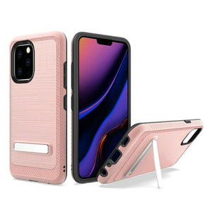 Apple iPhone 11 Pro MAX (XI6.5) Slim Brushed Hybrid with Design Edged Lining with magnetic kickstand - Rose Gold