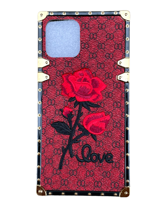 iPhone 12/12 Pro Plaid Rose Red