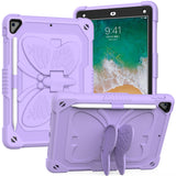 For Apple New iPad 9.7 inch Butterfly Kickstand 3in1 Tough Hybrid Case Cover with Shoulder Strap - Light Purple