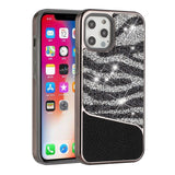 For Apple iPhone 12 Pro Max 6.7 Bling Animal Design Glitter Hybrid Case Case - Black Zebra