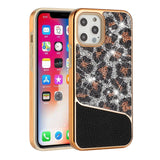 For iPhone 13 Pro Bling Animal Design Glitter Hybrid Case Case - Rose Gold Leopard