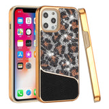For Apple iPhone 12 Pro Max 6.7 Bling Animal Design Glitter Hybrid Case Case - Rose Gold Leopard
