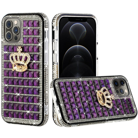 For Apple iPhone 11 Pro MAX (XI6.5) Trendy Fashion Design Hybrid Case Cover - Crown on Purple