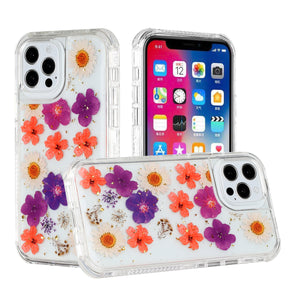 For Apple iPhone 14 Plus 6.7" Beautiful 3in1 Floral Epoxy Design Hybrid Case Cover - D