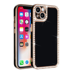For Apple iPhone 11 (XI6.1) Chrome Big Diamond All Around TPU Case Cover - Black