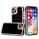 For Apple iPhone 11 (XI6.1) Chrome Big Diamond All Around TPU Case Cover - Black