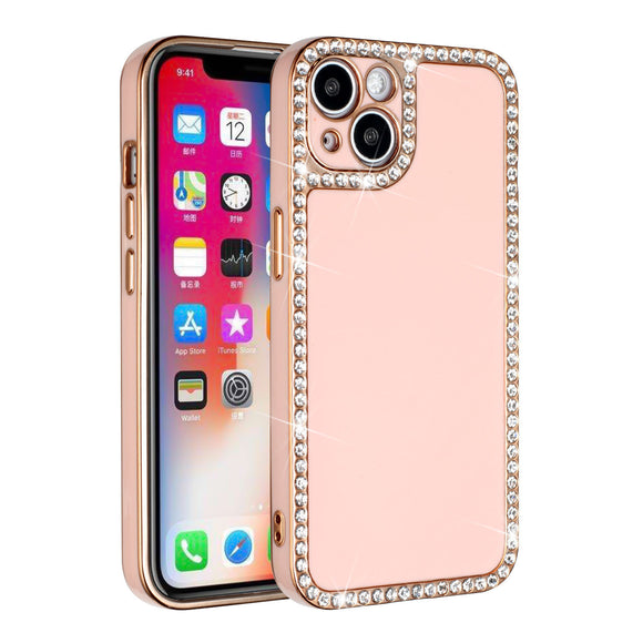 For Apple iPhone 11 (XI6.1) Chrome Big Diamond All Around TPU Case Cover - Rose Gold