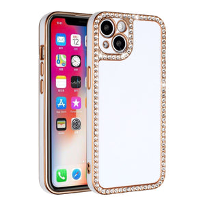 For Apple iPhone 11 (XI6.1) Chrome Big Diamond All Around TPU Case Cover - White