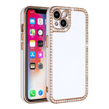 For Apple iPhone 11 (XI6.1) Chrome Big Diamond All Around TPU Case Cover - White