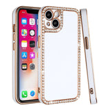For Apple iPhone 11 (XI6.1) Chrome Big Diamond All Around TPU Case Cover - White