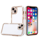 For Apple iPhone 11 (XI6.1) Chrome Big Diamond All Around TPU Case Cover - White