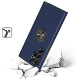 For Samsung S23 Plus CHIEF Oil Painted Magnetic Ring Stand Hybrid Case Cover - Dark Blue